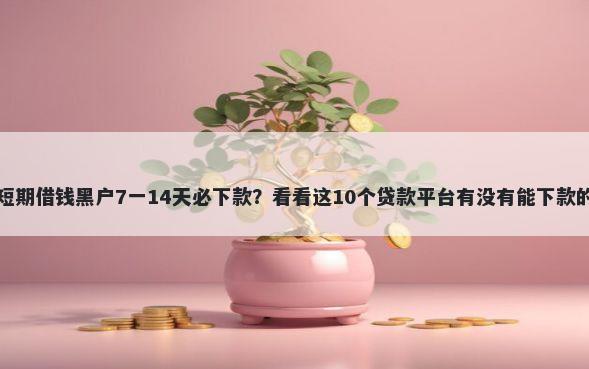 短期借钱黑户7一14天必下款？看看这10个贷款平台有没有能下款的