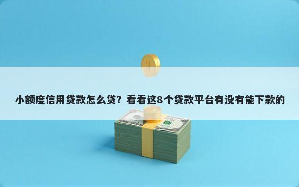 小额度信用贷款怎么贷？看看这8个贷款平台有没有能下款的