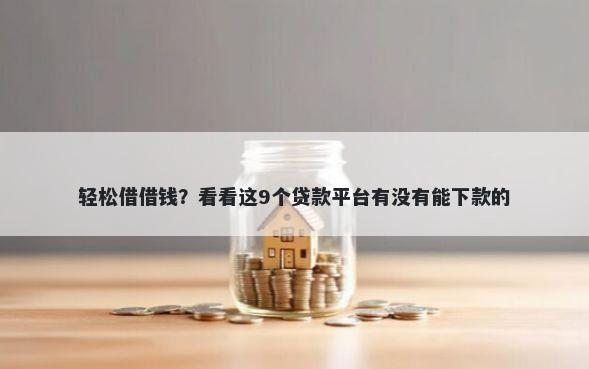轻松借借钱？看看这9个贷款平台有没有能下款的