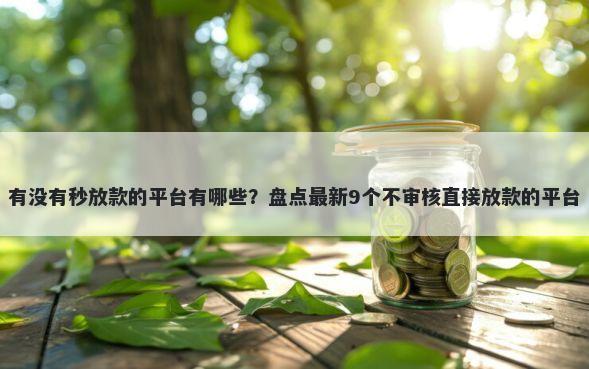 有没有秒放款的平台有哪些？盘点最新9个不审核直接放款的平台