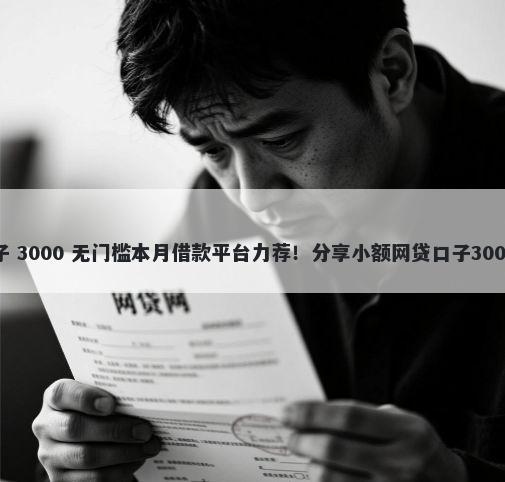 中介贷款口子 3000 无门槛本月借款平台力荐！分享小额网贷口子3000无门槛借款