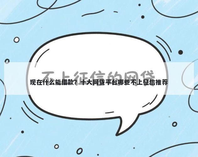 现在什么能借款？十大网贷平台哪些不上征信推荐