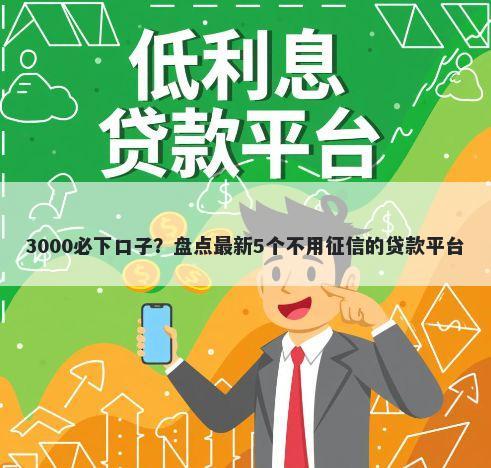 3000必下口子？盘点最新5个不用征信的贷款平台