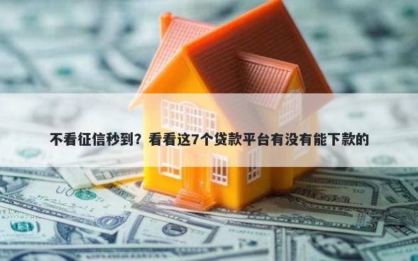 不看征信秒到？看看这7个贷款平台有没有能下款的