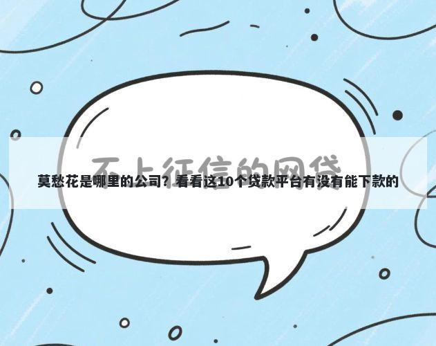 莫愁花是哪里的公司？看看这10个贷款平台有没有能下款的