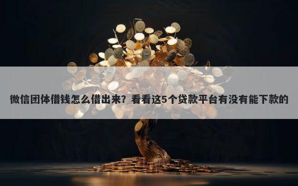微信团体借钱怎么借出来？看看这5个贷款平台有没有能下款的