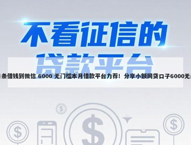 怎么在白条借钱到微信 6000 无门槛本月借款平台力荐！分享小额网贷口子6000无门槛借款