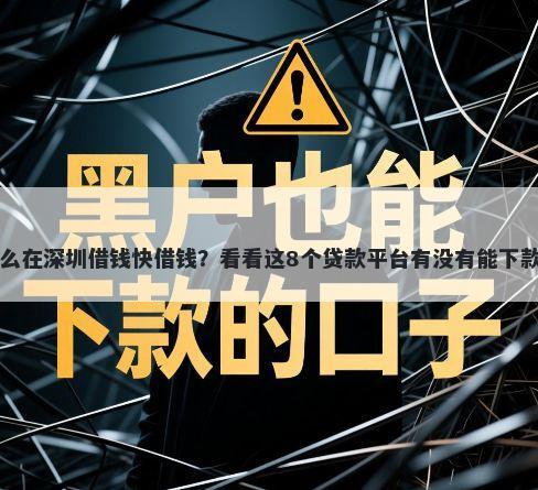 怎么在深圳借钱快借钱？看看这8个贷款平台有没有能下款的